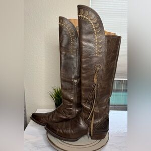 Ariat Tall Leather Western Riding Boots 8.5 B Brown Knee High Cowgirl